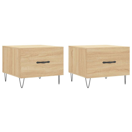 Vidaxl salontafels 2 st 50x50x40 cm bewerkt hout sonoma eikenkleurig