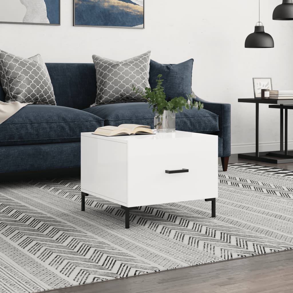 Vidaxl salontafel 50x50x40 cm bewerkt hout hoogglans wit