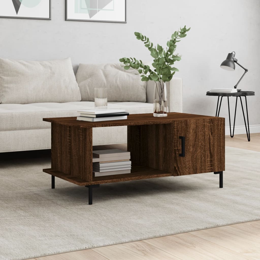 Vidaxl salontafel 90x50x40 cm bewerkt hout bruin eikenkleur