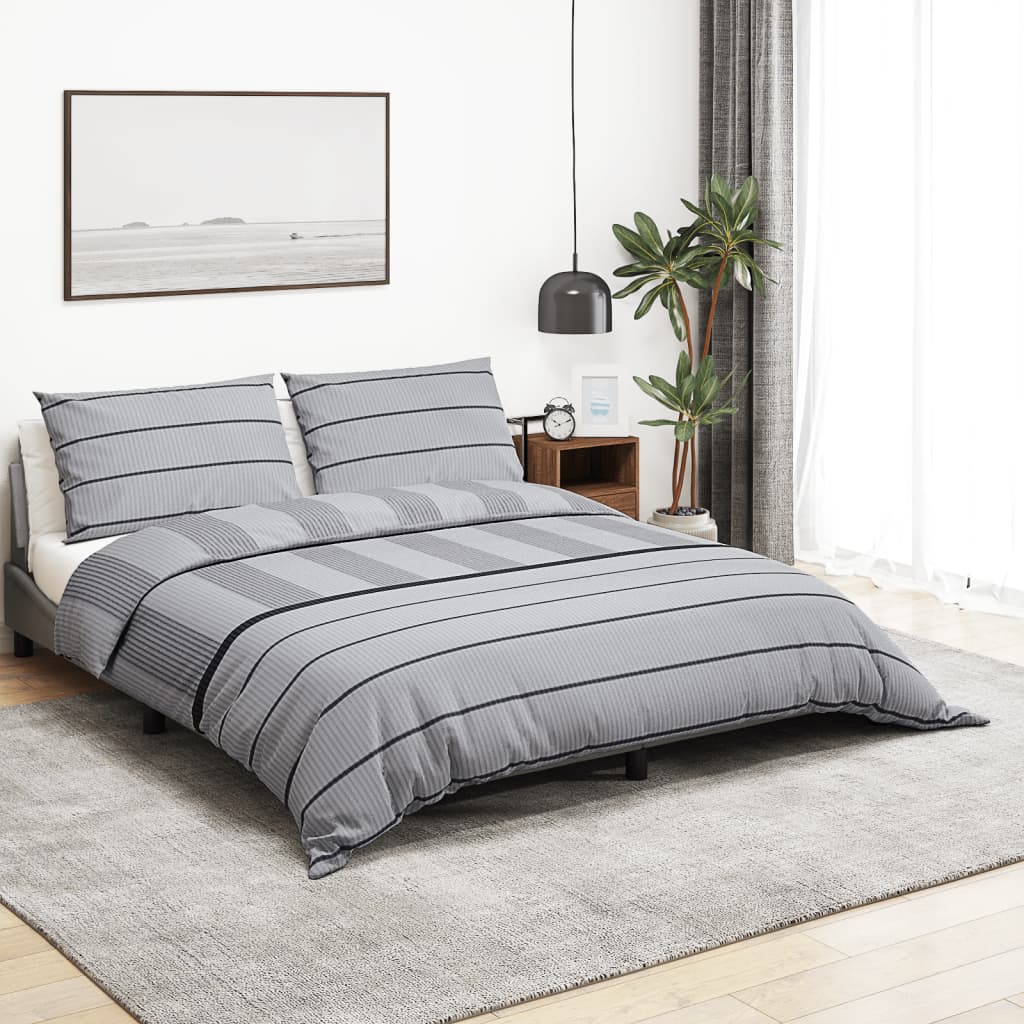 Ensemble de découverte de couette Vidaxl 135x200 cm Gray en coton