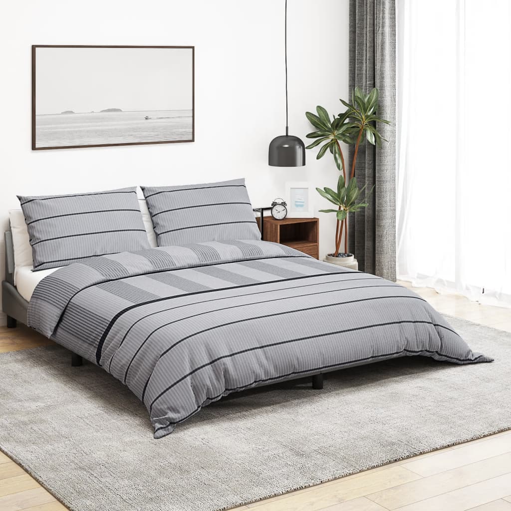 Ensemble de croisement de couette Vidaxl 225x220 cm Gray en coton