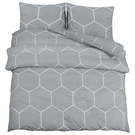 Vidaxl dekbedovertrekset 200x200 cm katoen grijs en wit
