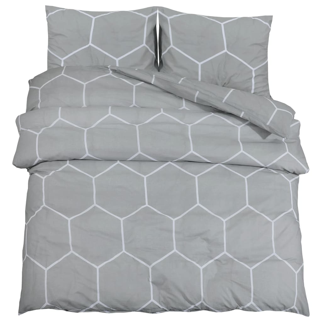 Ensemble de croisement de couette Vidaxl 240x220 cm Gray en coton