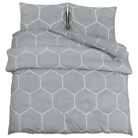 Vidaxl dekbedovertrekset 135x200 cm katoen grijs en wit