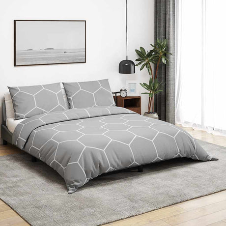 Vidaxl dekbedovertrekset 225x220 cm katoen grijs en wit