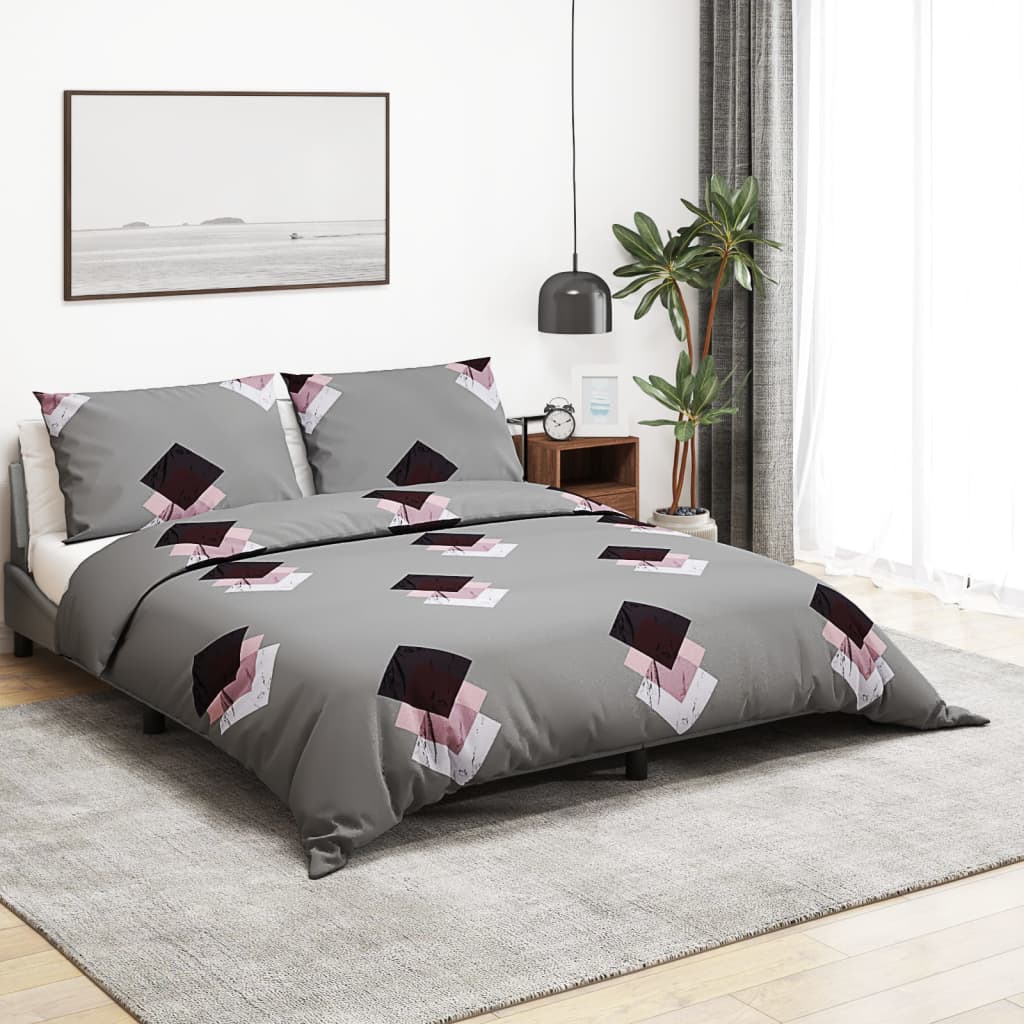 Ensemble de découverte de couette Vidaxl 220x240 cm Gray en coton