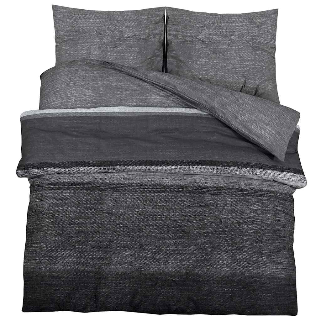 Vidaxl dekbedovertrekset 200x200 cm katoen donkergrijs en zwart