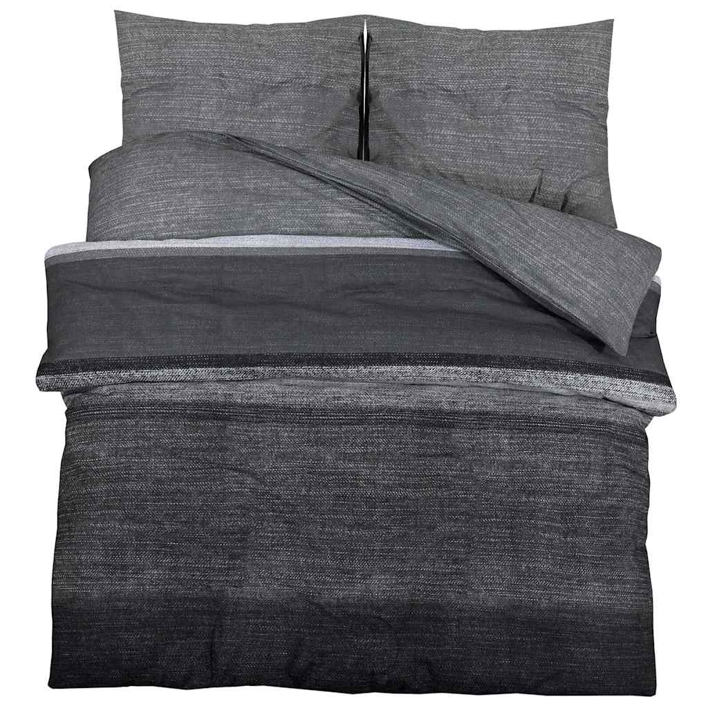 Vidaxl dekbedovertrekset 260x240 cm katoen donkergrijs en zwart