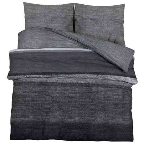 Vidaxl dekbedovertrekset 260x240 cm katoen donkergrijs en zwart