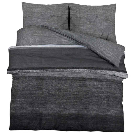 Vidaxl dekbedovertrekset 260x220 cm katoen donkergrijs en zwart