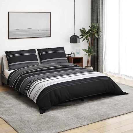 Vidaxl dekbedovertrekset 200x220 cm katoen zwart gestreept
