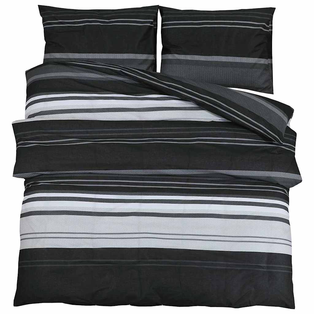 Vidaxl dekbedovertrekset 260x220 cm katoen zwart gestreept