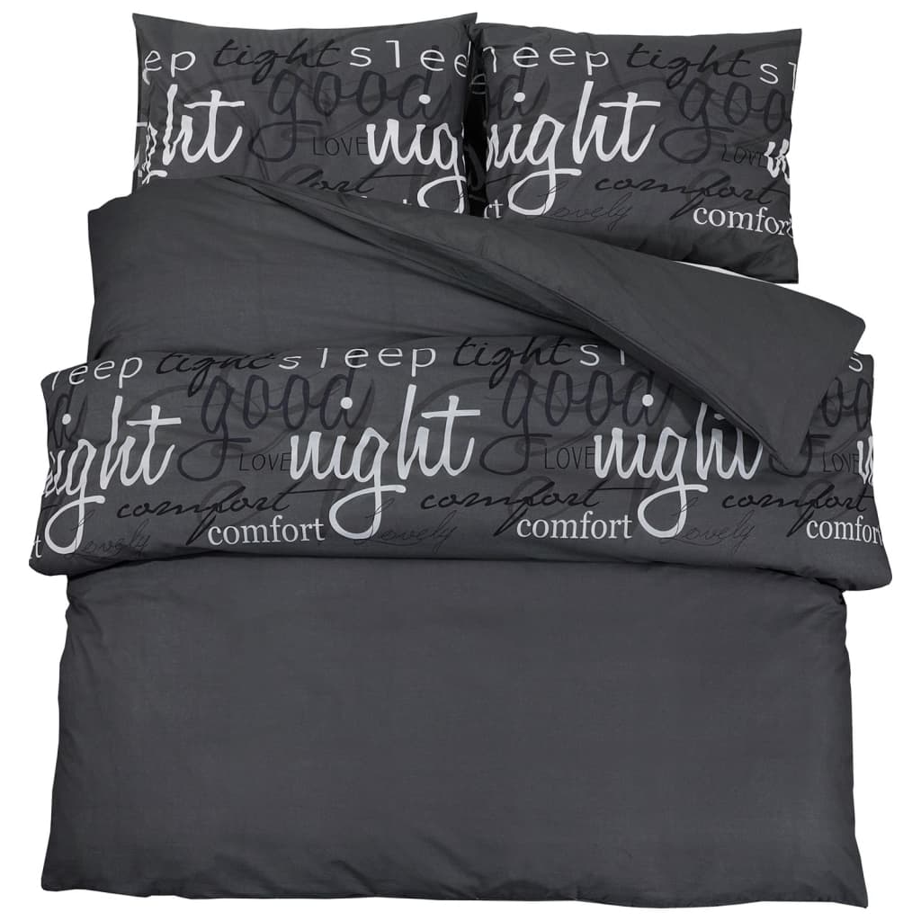 Vidaxl Duvet Overlay Set 200x200 cm Baumwollschwarz