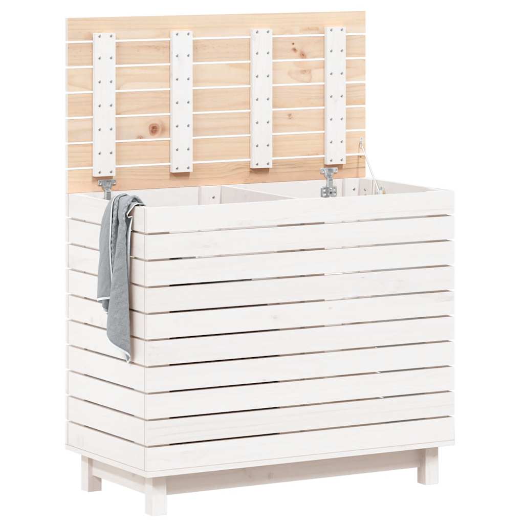Vidaxl wasmand 88,5x44x76 cm massief grenenhout wit