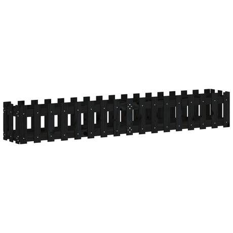 Vidaxl plantenbak verhoogd hekontwerp 200x30x30 cm grenenhout zwart