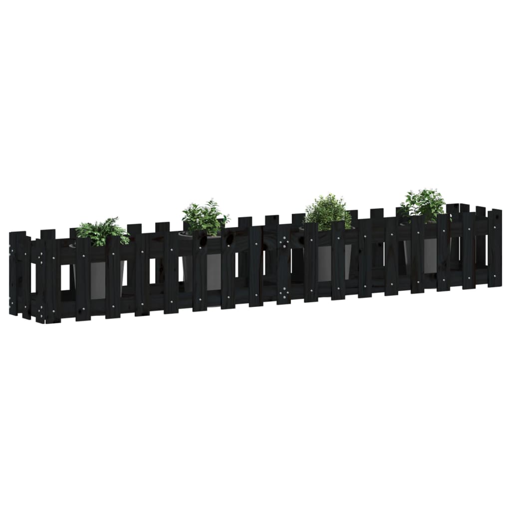 Vidaxl Planter Insent Hek Design 200x30x30 cm Pine Wood Black