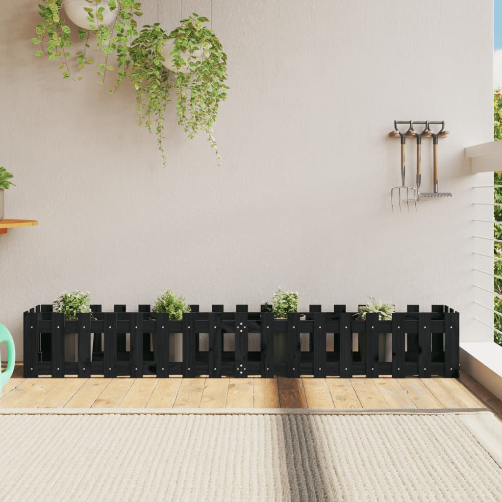 Vidaxl Planter Insent Hek Design 200x30x30 cm Pine Wood Black