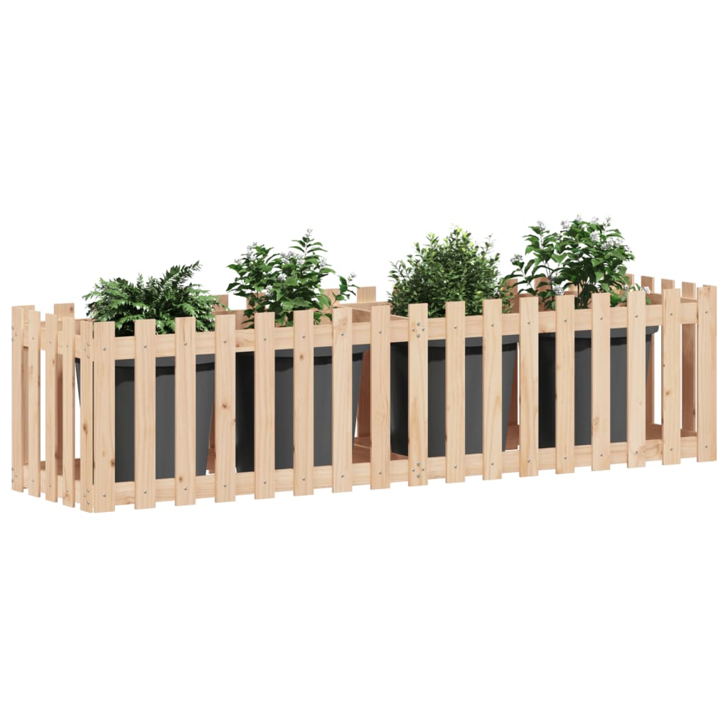 Vidaxl -planter hevet med fekting 200x50x50 cm furu tre