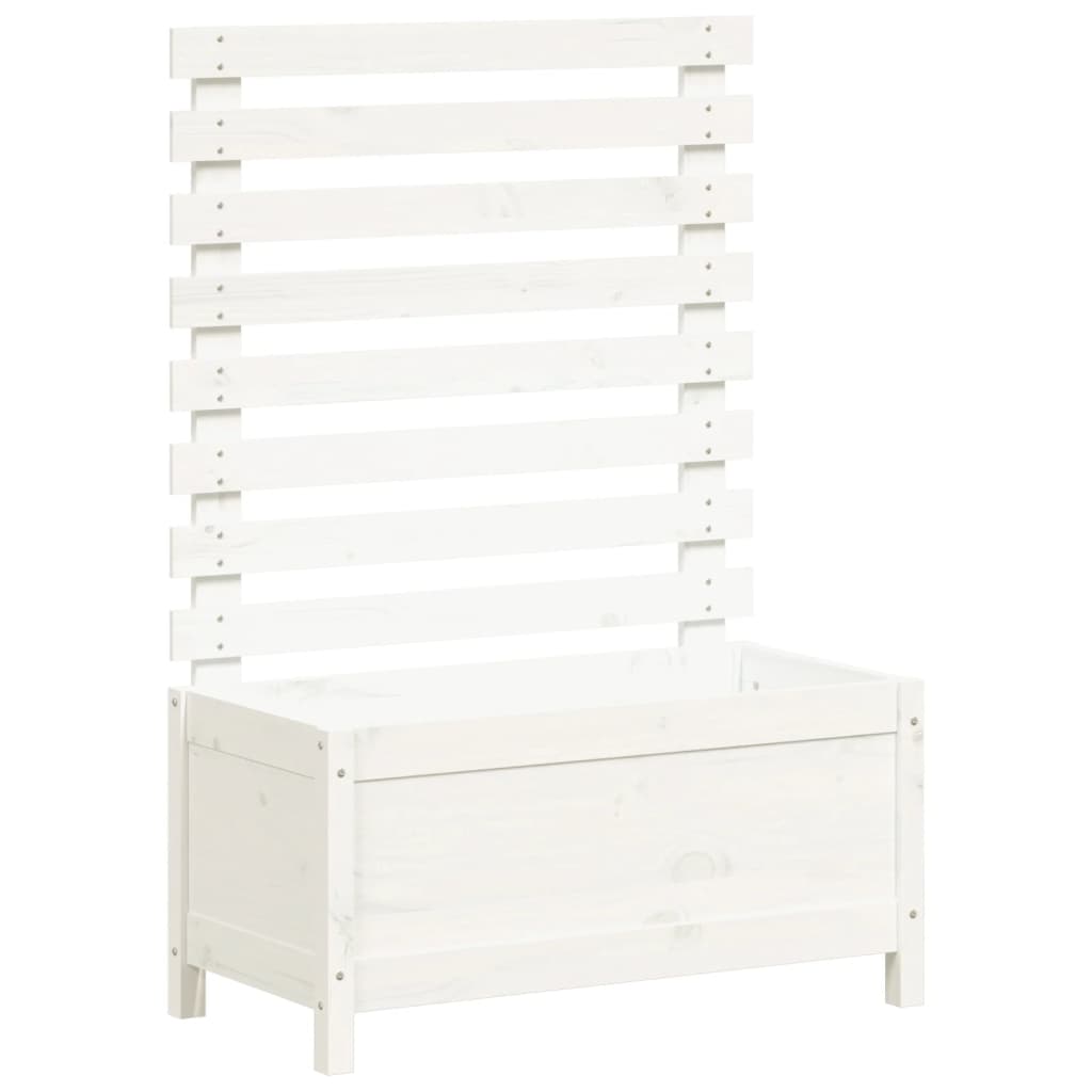 Vidaxl Planter med rack 79x39.5x114 cm Solid Pine White White