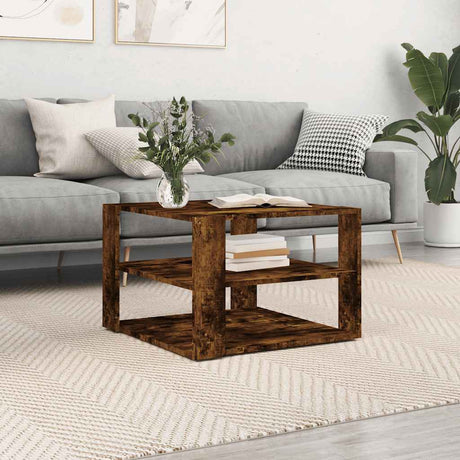 Vidaxl salontafel 58x58x40 cm bewerkt hout gerookt eikenkleurig