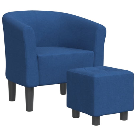 Vidaxl kuipstoel met voetenbank stof blauw