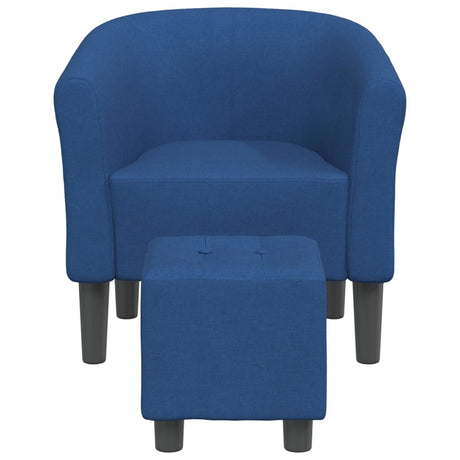 Vidaxl kuipstoel met voetenbank stof blauw