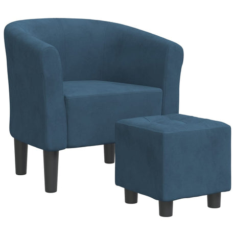 Vidaxl kuipstoel met voetenbank fluweel donkerblauw