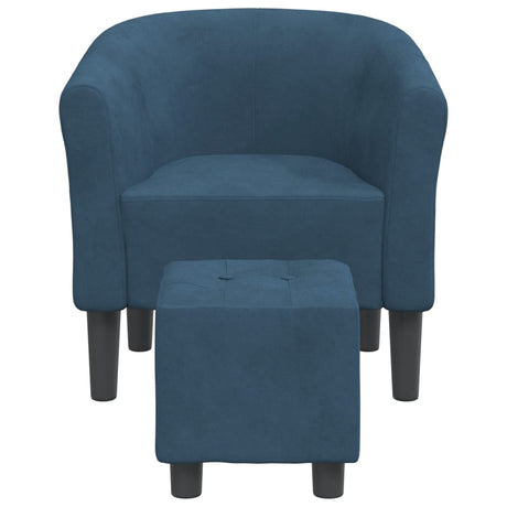 Vidaxl kuipstoel met voetenbank fluweel donkerblauw