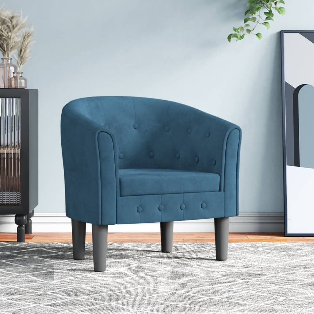 Vidaxl kuipstoel fluweel donkerblauw