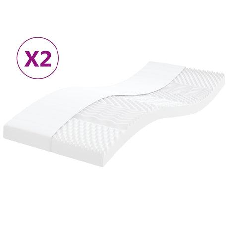 Vidaxl schuimmatrassen 2 st 7 zones hardheid 20 ild 80x200 cm wit