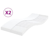 Vidaxl schuimmatrassen 2 st 7 zones hardheid 20 ild 90x190 cm wit