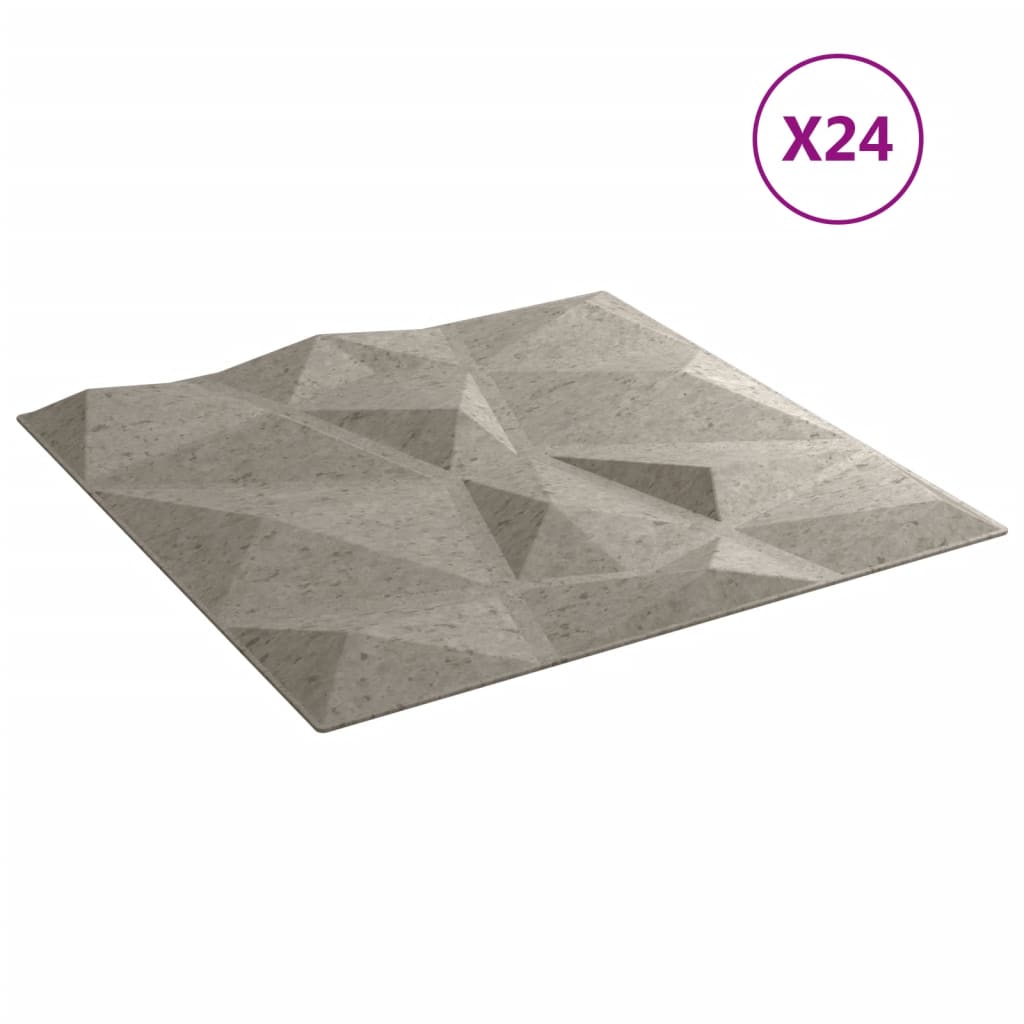 Vidaxl 24 St vægpaneler Diamond 6 m² 50x50 cm XPS Betongrijs