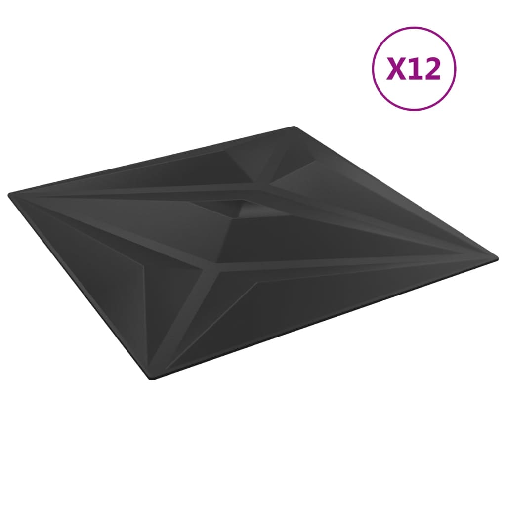 VIDAXL 12 ST WALL TOMELS STAR 3 m² 50 x 50 cm XPS Schwarz