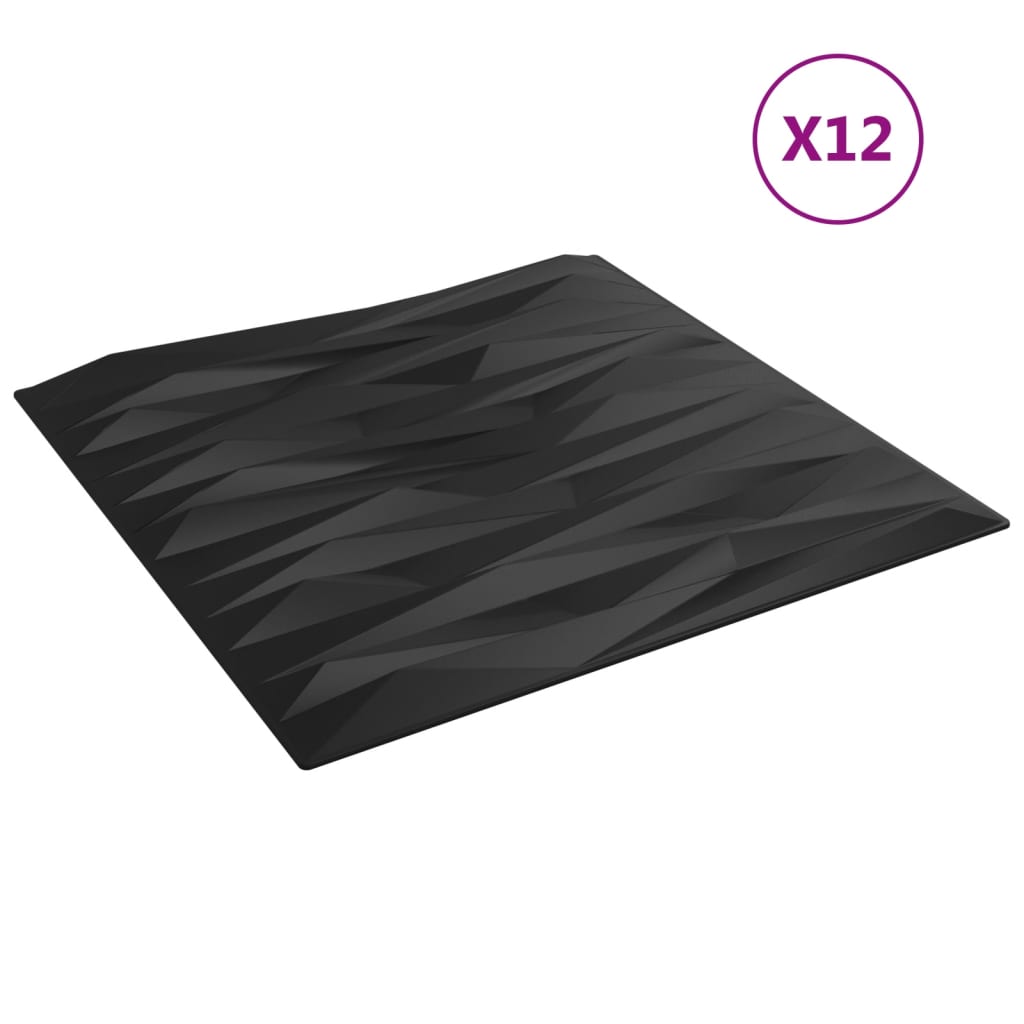 Vidaxl 12 st stenskih plošč Kamen 3 m² 50x50 cm xps črna