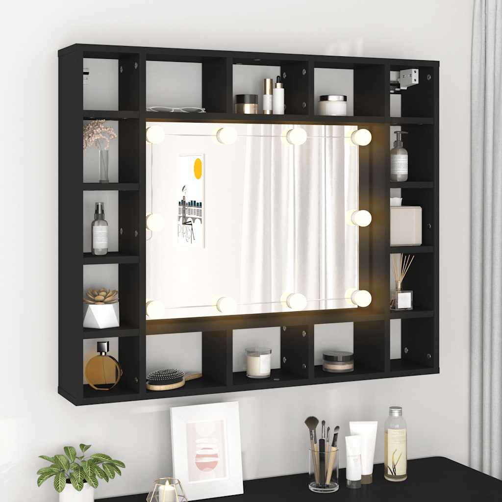 Vidaxl spiegelkast met led-verlichting 91x15x76,5 cm zwart