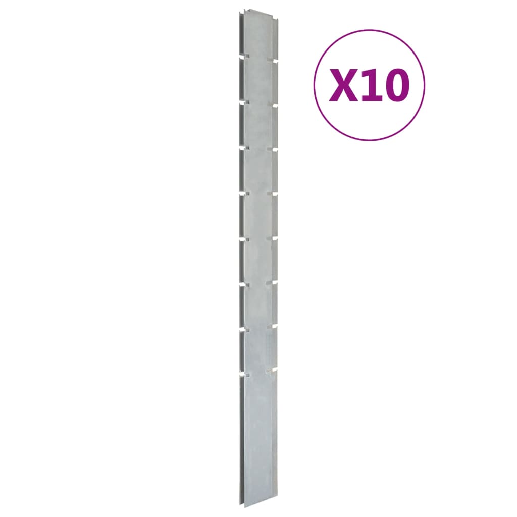 Vidaxl fence posts 10 pcs 220 cm galvanized steel silver colored