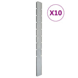 Vidaxl fence posts 10 pcs 220 cm galvanized steel silver colored