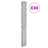 Vidaxl Postes de cerca de 30 st 160 cm de acero galvanizado de plata de color