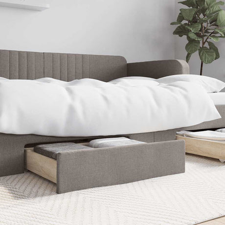 Vidaxl bedlades 2 st bewerkt hout en stof taupe