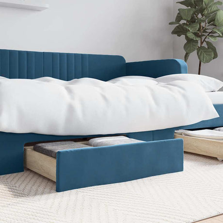 Vidaxl bedlades 2 st bewerkt hout en fluweel blauw