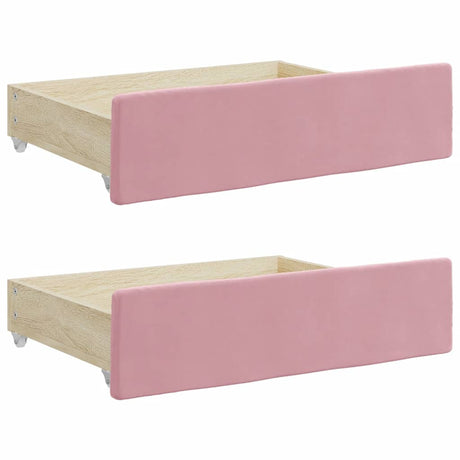 Vidaxl bedlades 2 st bewerkt hout en fluweel roze