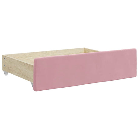 Vidaxl bedlades 2 st bewerkt hout en fluweel roze