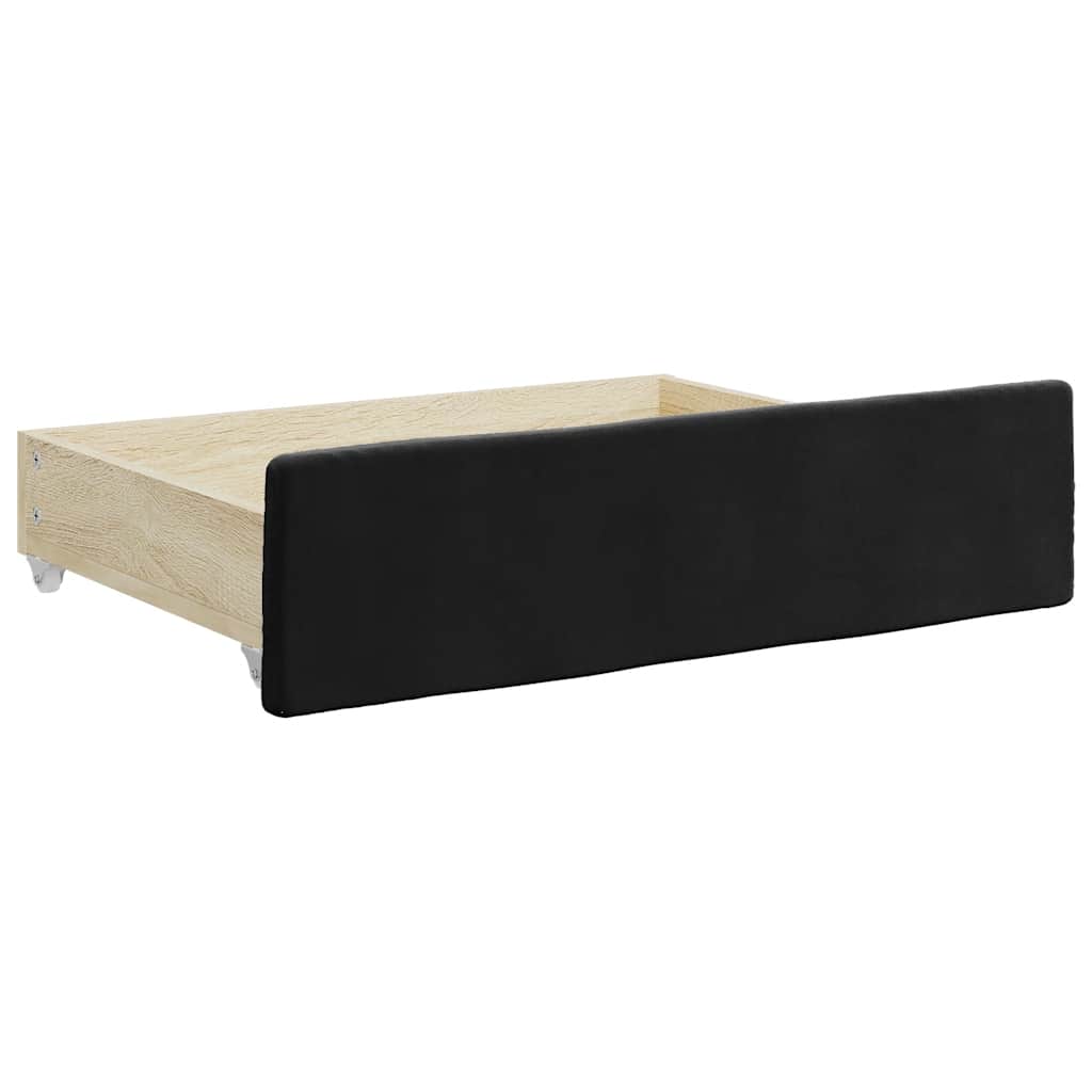 Vidaxl bedlades 2 st bewerkt hout en fluweel zwart