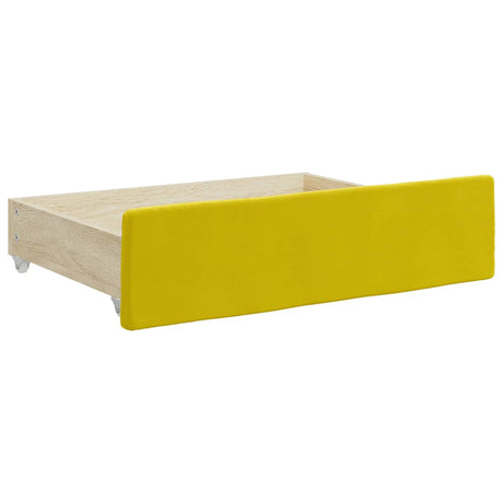 Vidaxl bedlades 2 st bewerkt hout en fluweel geel