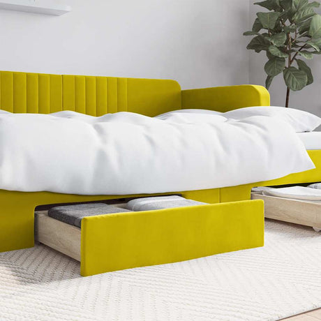 Vidaxl bedlades 2 st bewerkt hout en fluweel geel