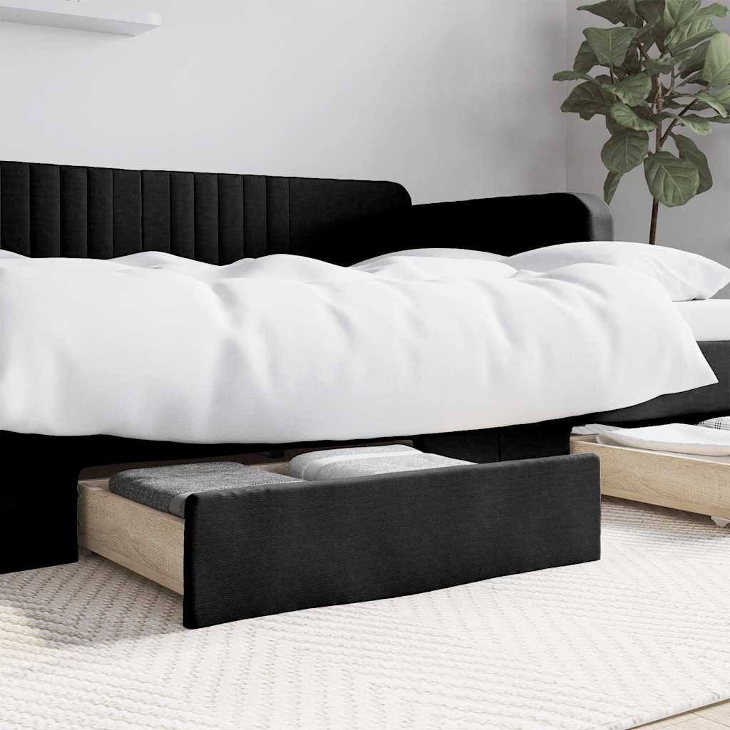 Vidaxl bedlades 2 st bewerkt hout en kunstleer zwart