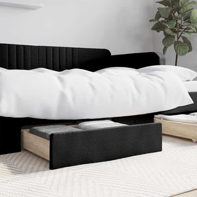 Vidaxl bedlades 2 st bewerkt hout en kunstleer zwart