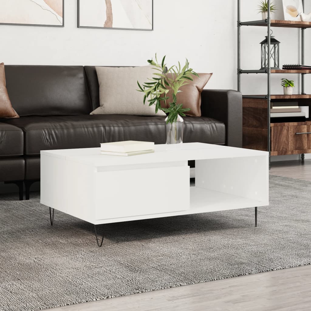 Vidaxl salontafel 90x60x35 cm bewerkt hout wit