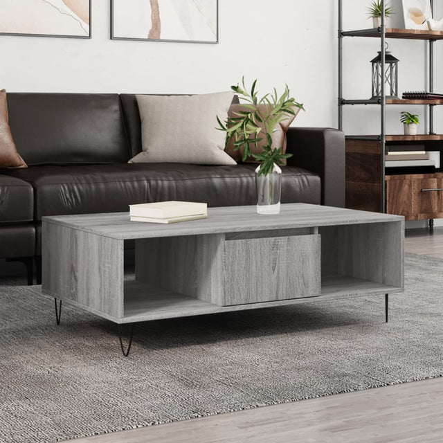 Vidaxl salontafel 104x60x35 cm bewerkt hout grijs sonoma