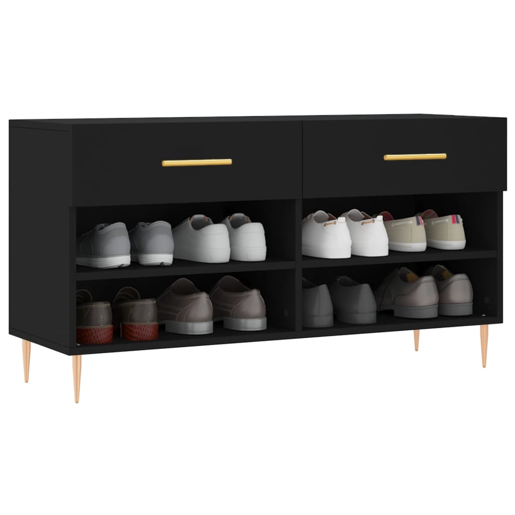 Vidaxl Shoes Bank 102x35x55 cm de madera procesada negra